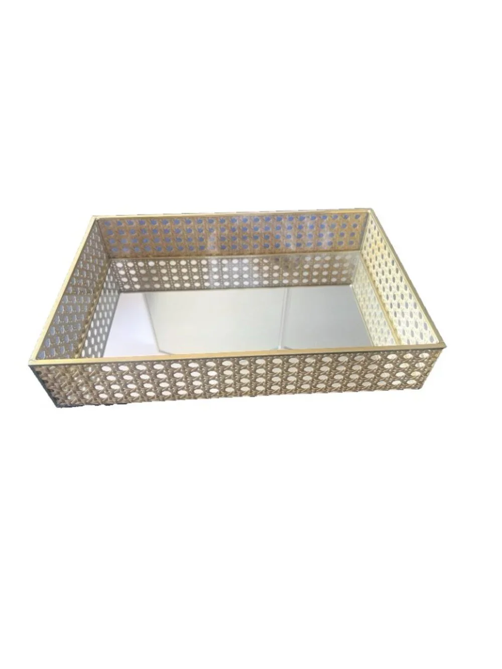 Rattan Woven Tray Designer Vanity Mirrored CANED Bathroom Serving 13